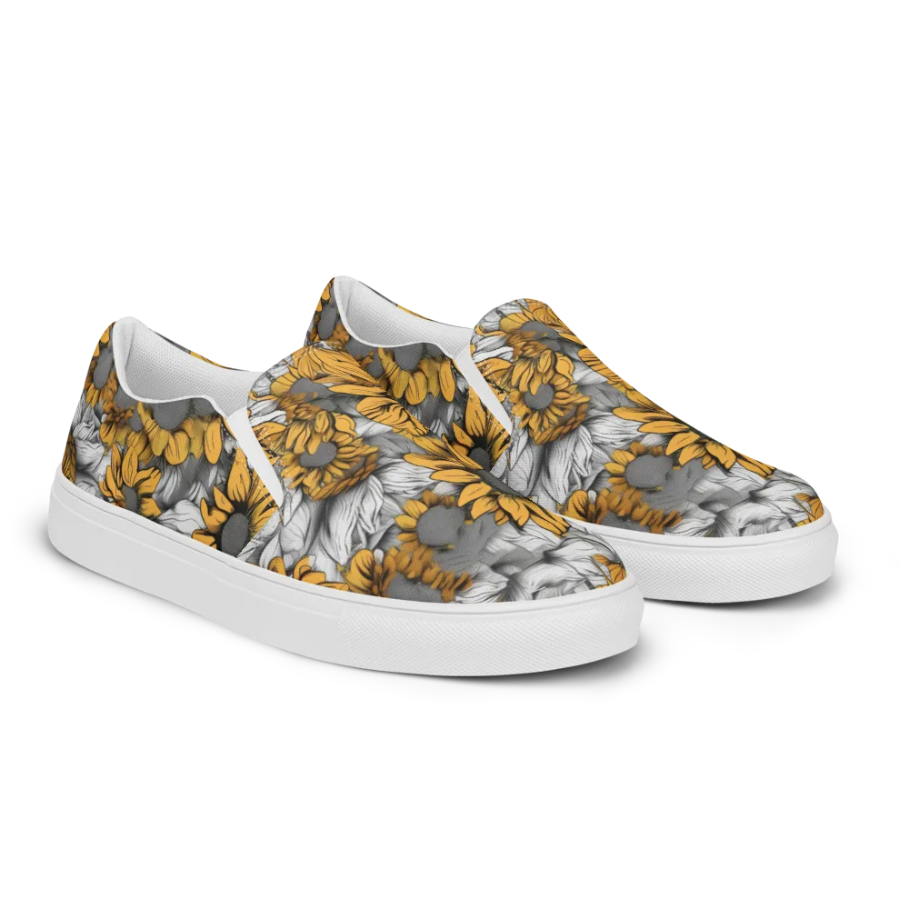 Gilded Garden on Men's Slip-On Canvas Shoes — Right Front