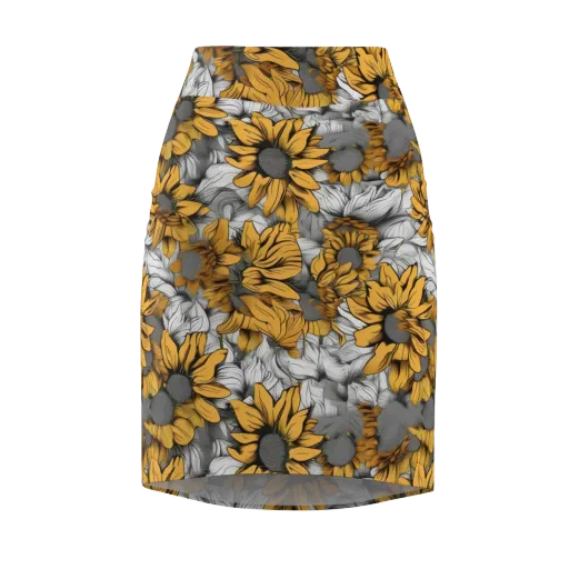 Gilded Garden on a Pencil Skirt