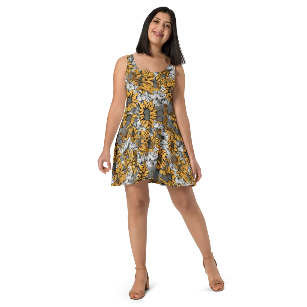 Gilded Garden on Skater Dress — Front