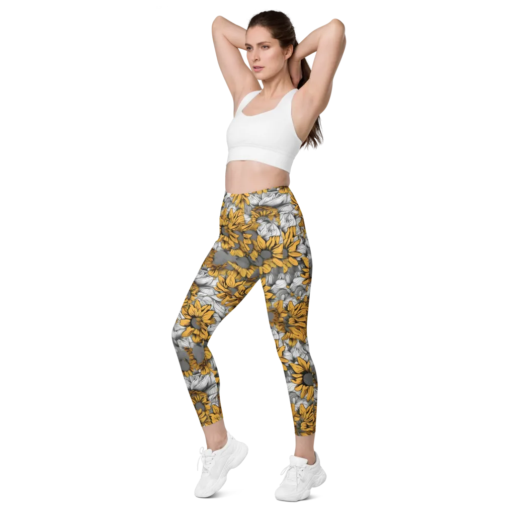 Gilded Garden on Leggings with Pockets — Left Front