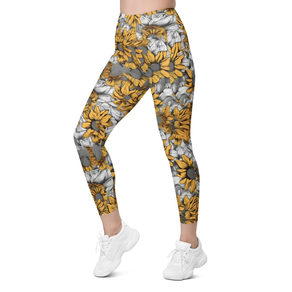 Gilded Garden on Leggings with Pockets — Left Front