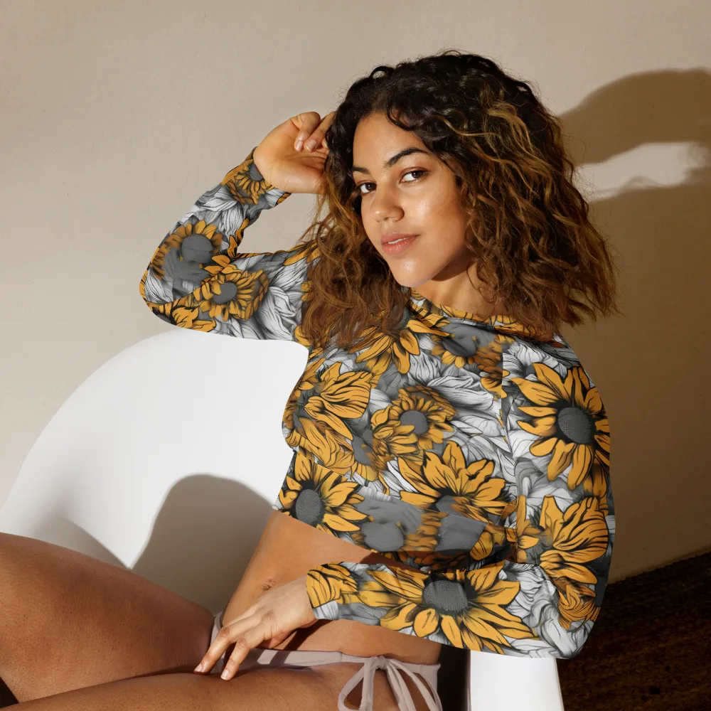 Gilded Garden on Long Sleeve Crop Top — Left Front