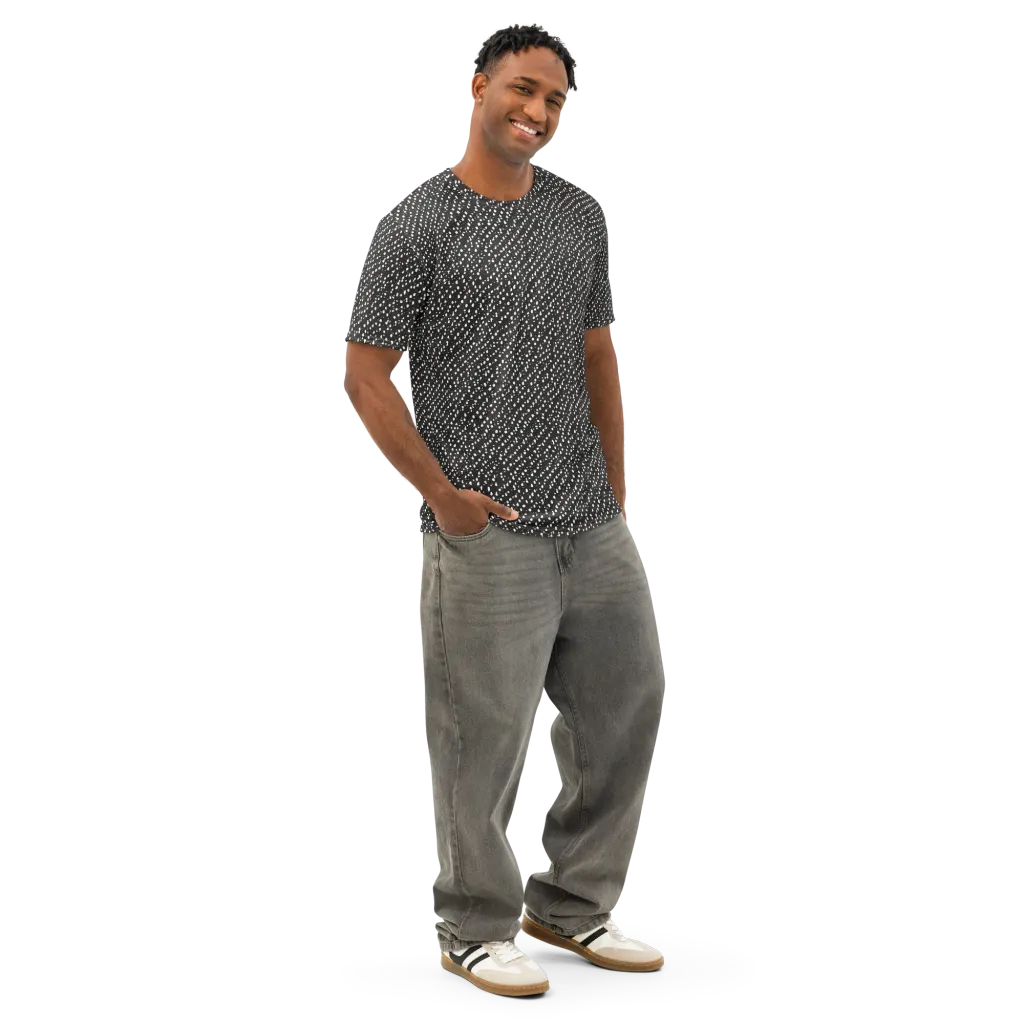 Obsidian Rain on Men's Cotton Crew Neck T-Shirt — Right Front