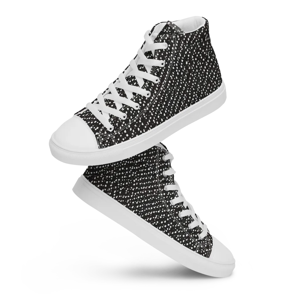 Obsidian Rain on Men's High Top Canvas Shoes — Front