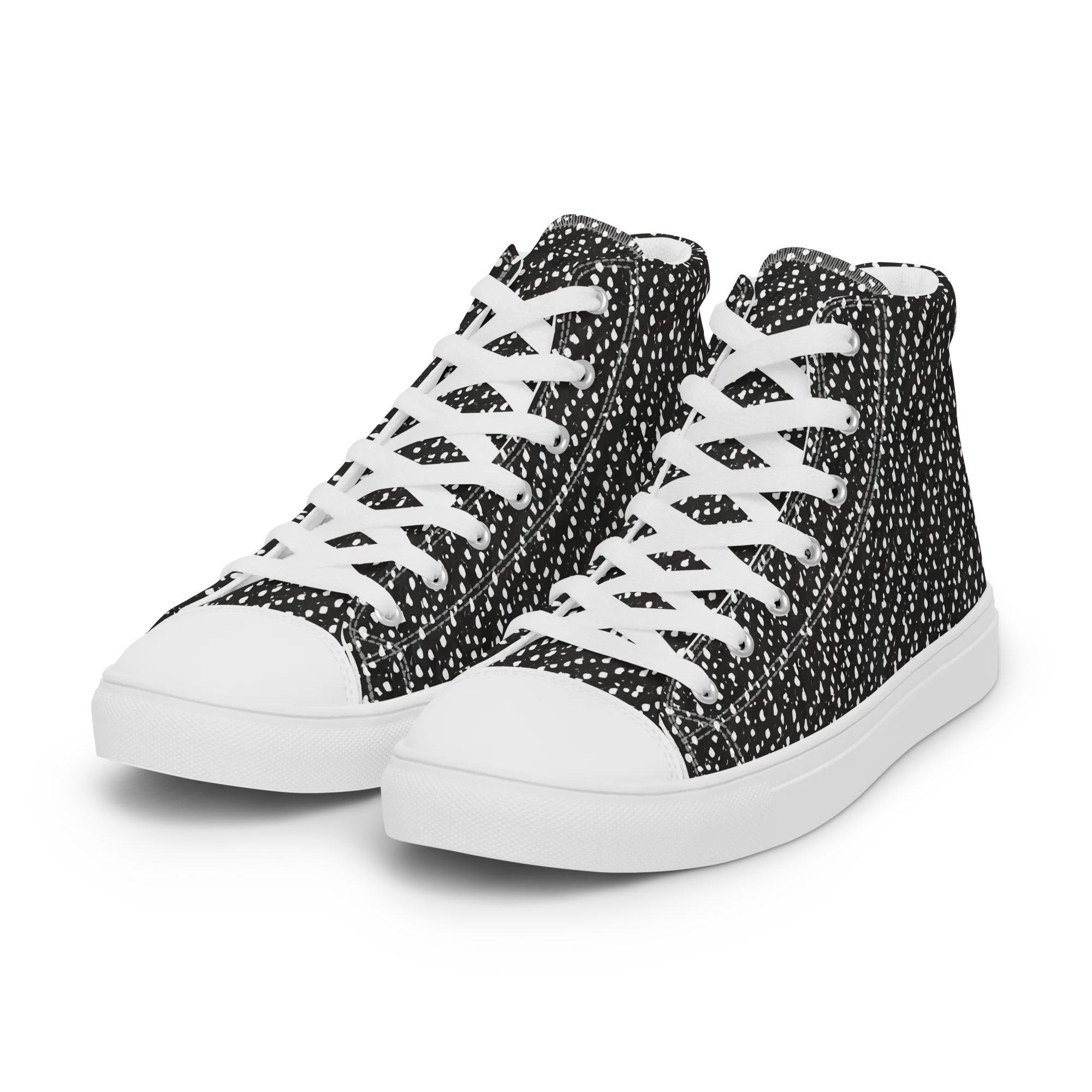 Obsidian Rain on Women's High Top Canvas Shoes — Left Front