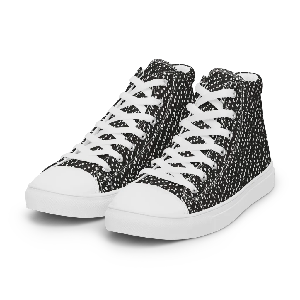 Obsidian Rain on Women's High Top Canvas Shoes — Left Front