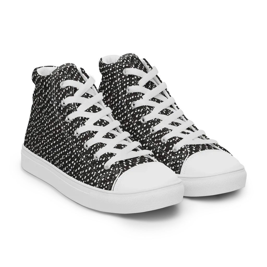 Obsidian Rain on Women's High Top Canvas Shoes — Right Front