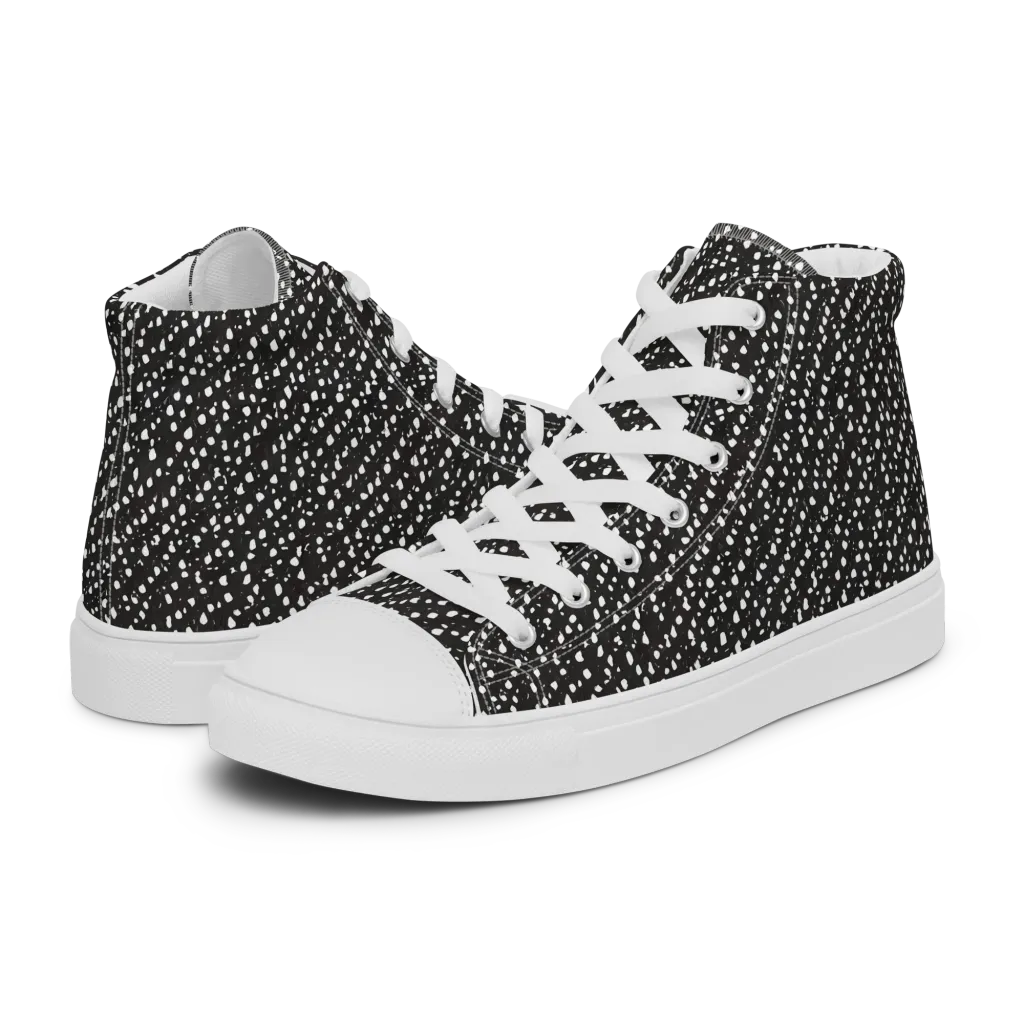 Obsidian Rain on Women's High Top Canvas Shoes — Left