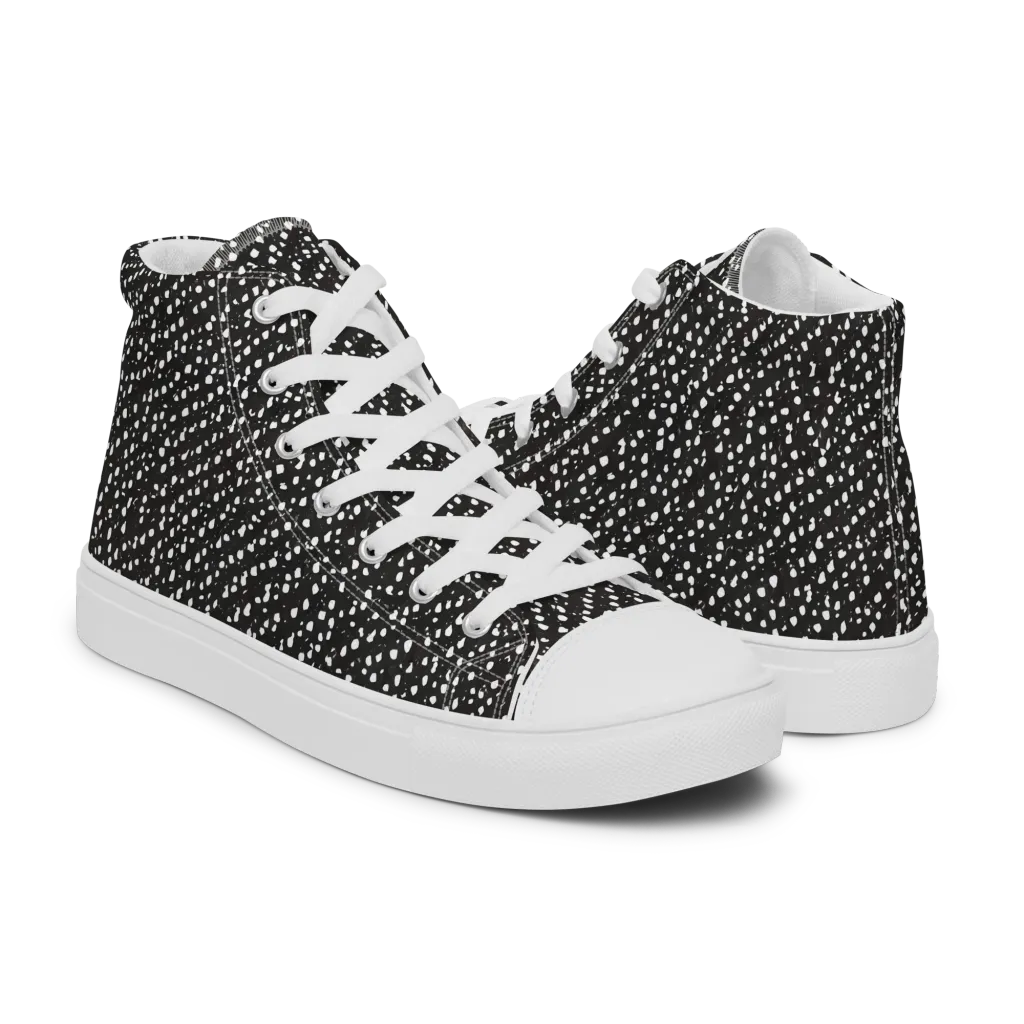Obsidian Rain on Women's High Top Canvas Shoes — Right