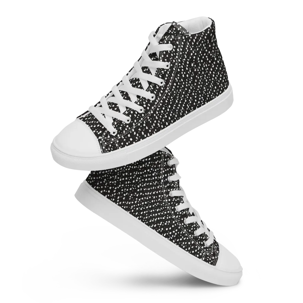 Obsidian Rain on Women's High Top Canvas Shoes — Front