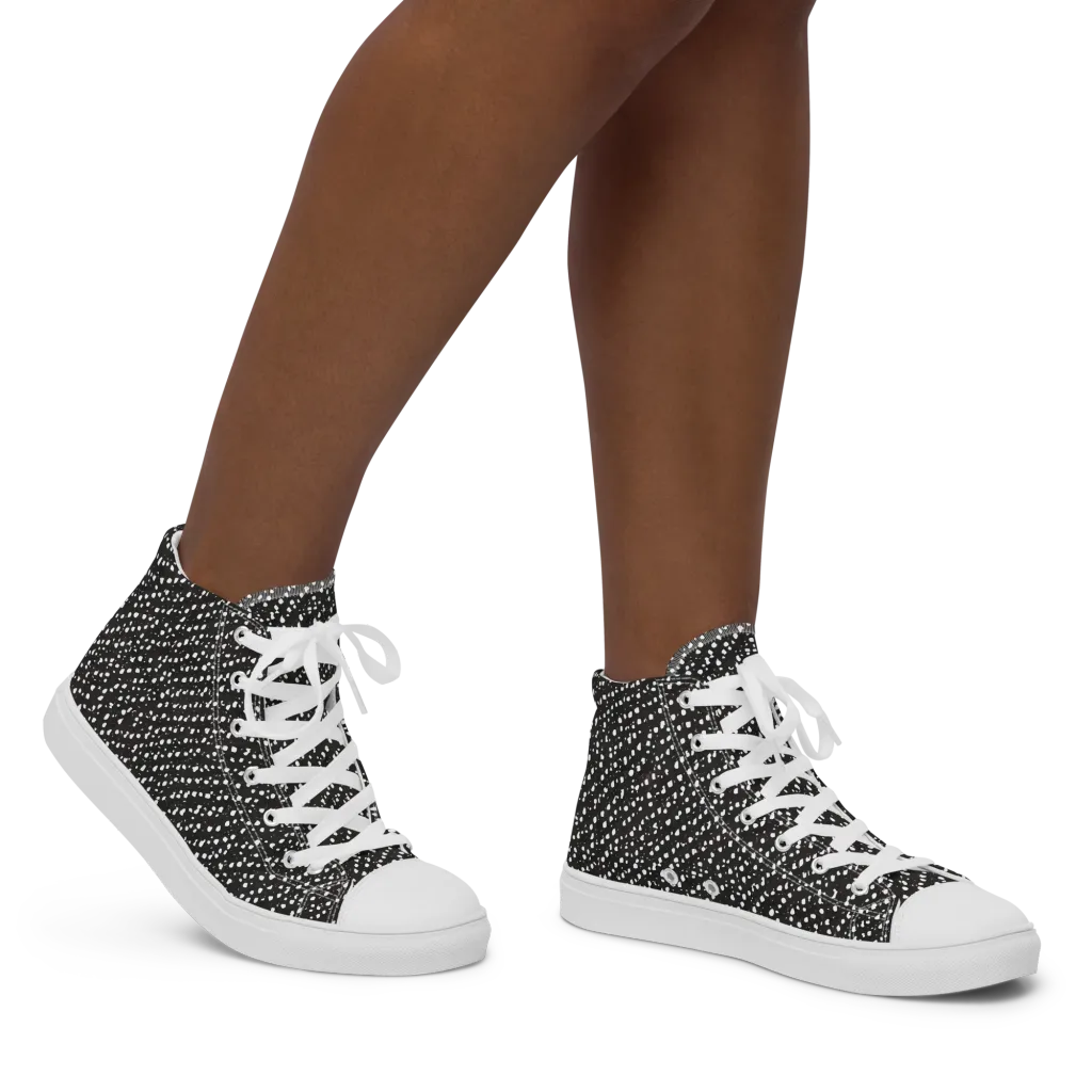 Obsidian Rain on Women's High Top Canvas Shoes — Right