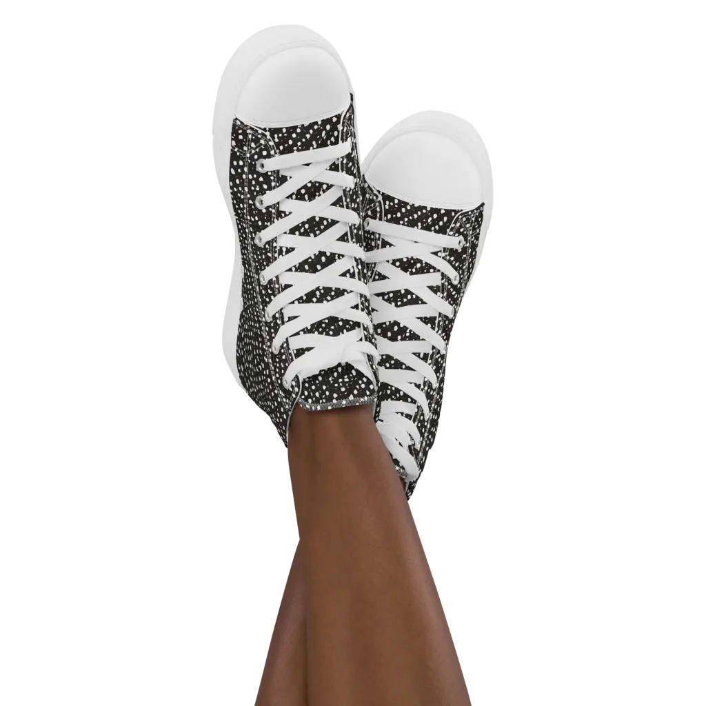Obsidian Rain on Women's High Top Canvas Shoes — Front