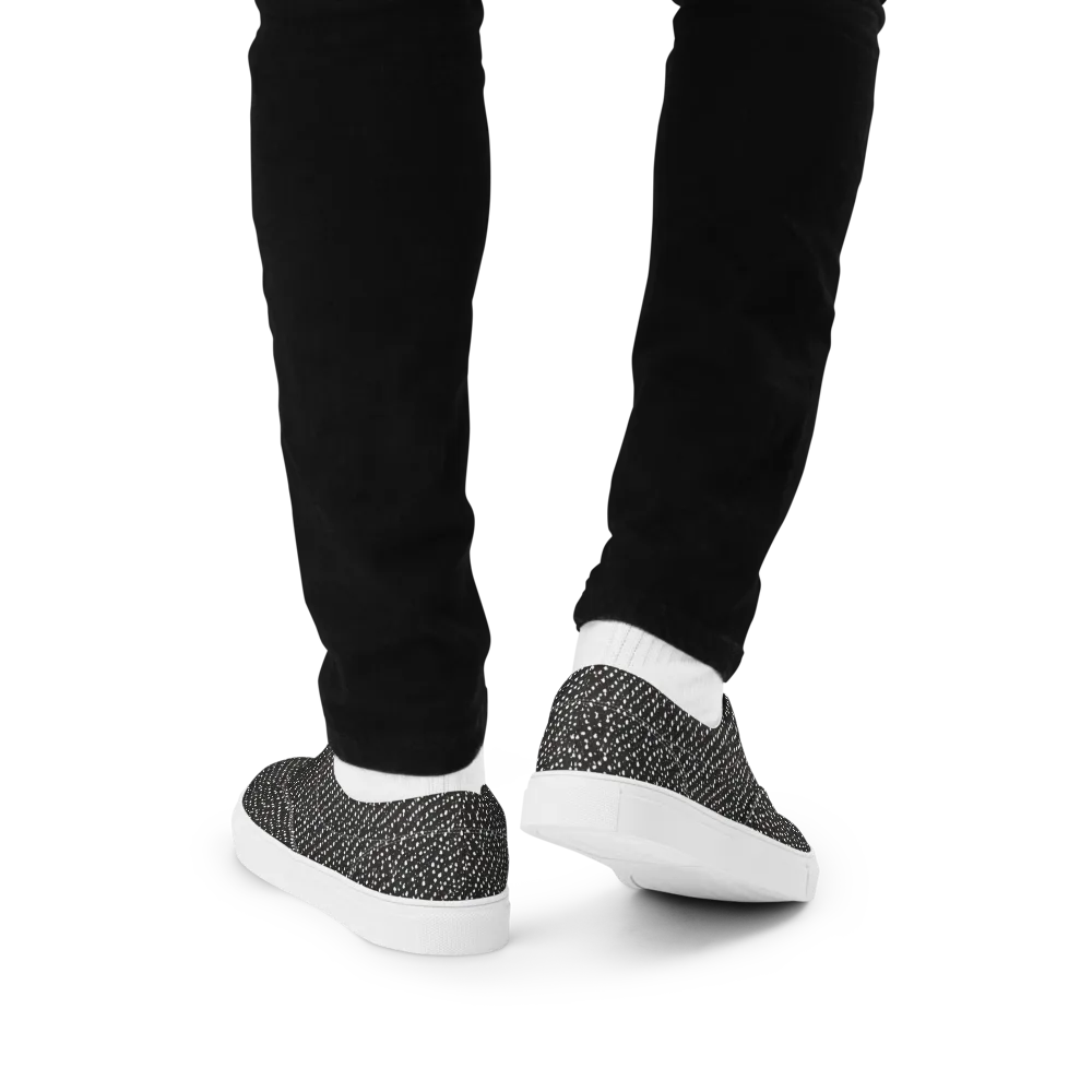 Obsidian Rain on Men's Lace-Up Canvas Shoes — Back