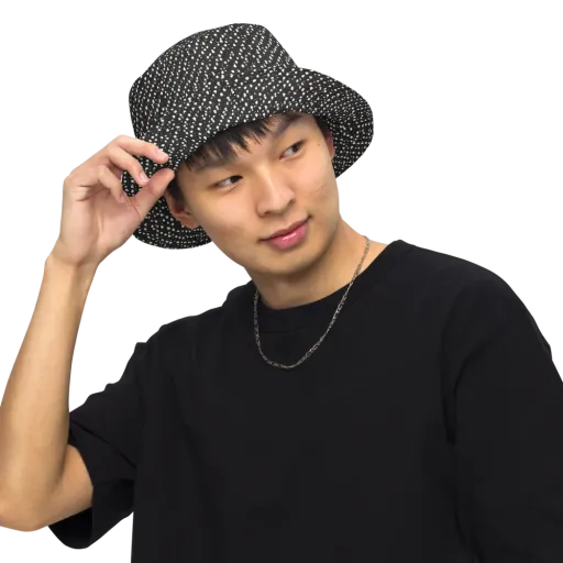 Obsidian Rain on a Reversible Bucket Hat