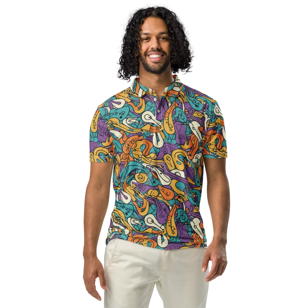 Riotous Rhythm on Men's Slim Fit Polo Shirt — Front