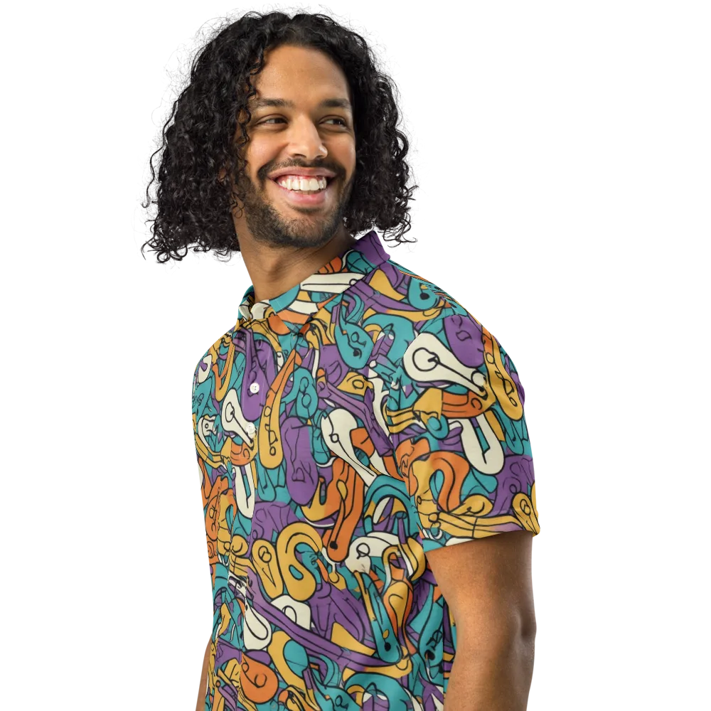 Riotous Rhythm on Men's Slim Fit Polo Shirt — Left Front