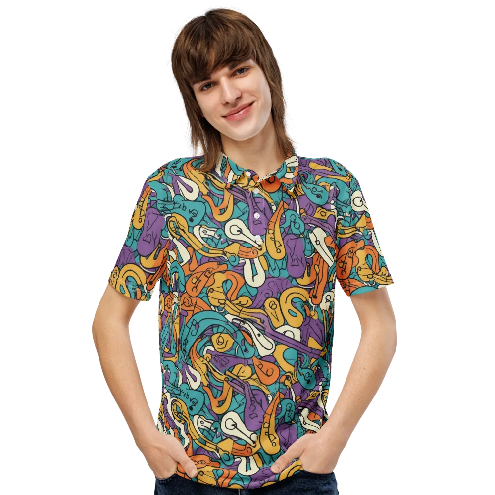 Riotous Rhythm on Men's Slim Fit Polo Shirt — Front