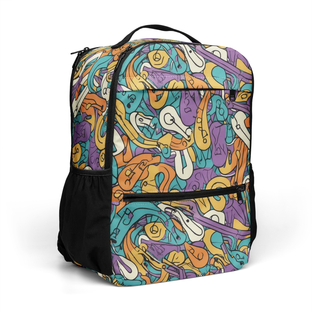 Riotous Rhythm on Utility Backpack — Right Front