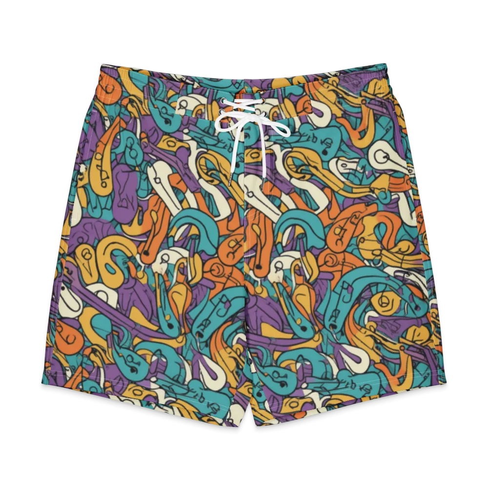 Riotous Rhythm on Men's Board Shorts — Front