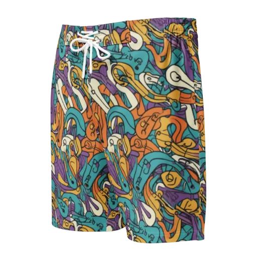 Riotous Rhythm on a Men's Board Shorts