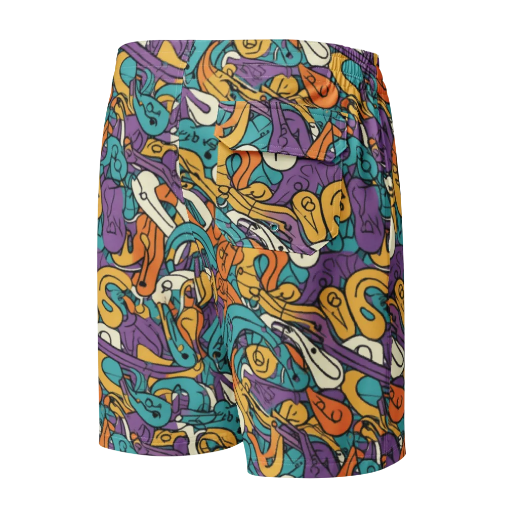 Riotous Rhythm on Men's Board Shorts — Back