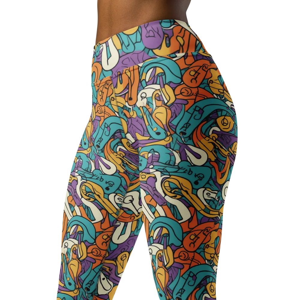 Riotous Rhythm on Yoga Leggings — Left Front
