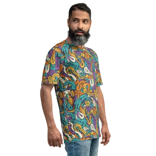 Riotous Rhythm on a Men's Crew Neck T-Shirt