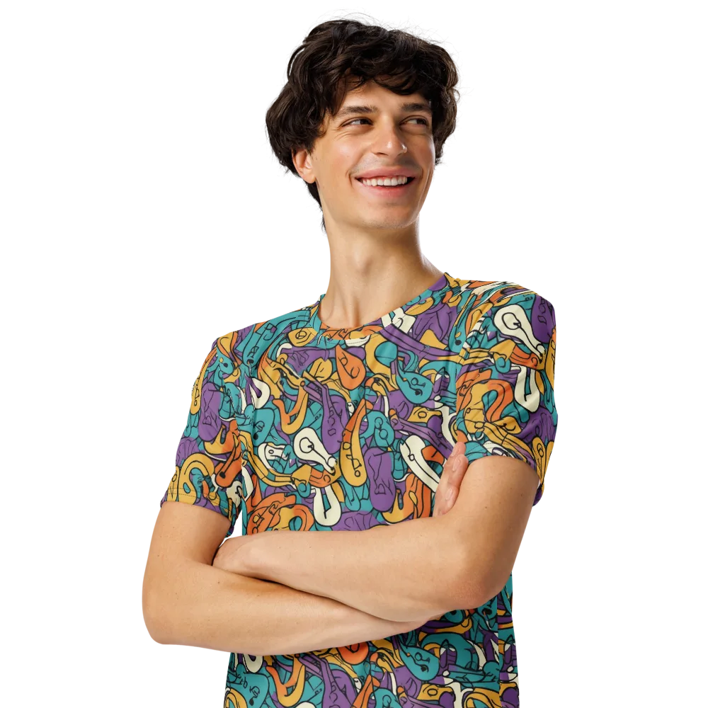 Riotous Rhythm on Men's Crew Neck T-Shirt — Left Front