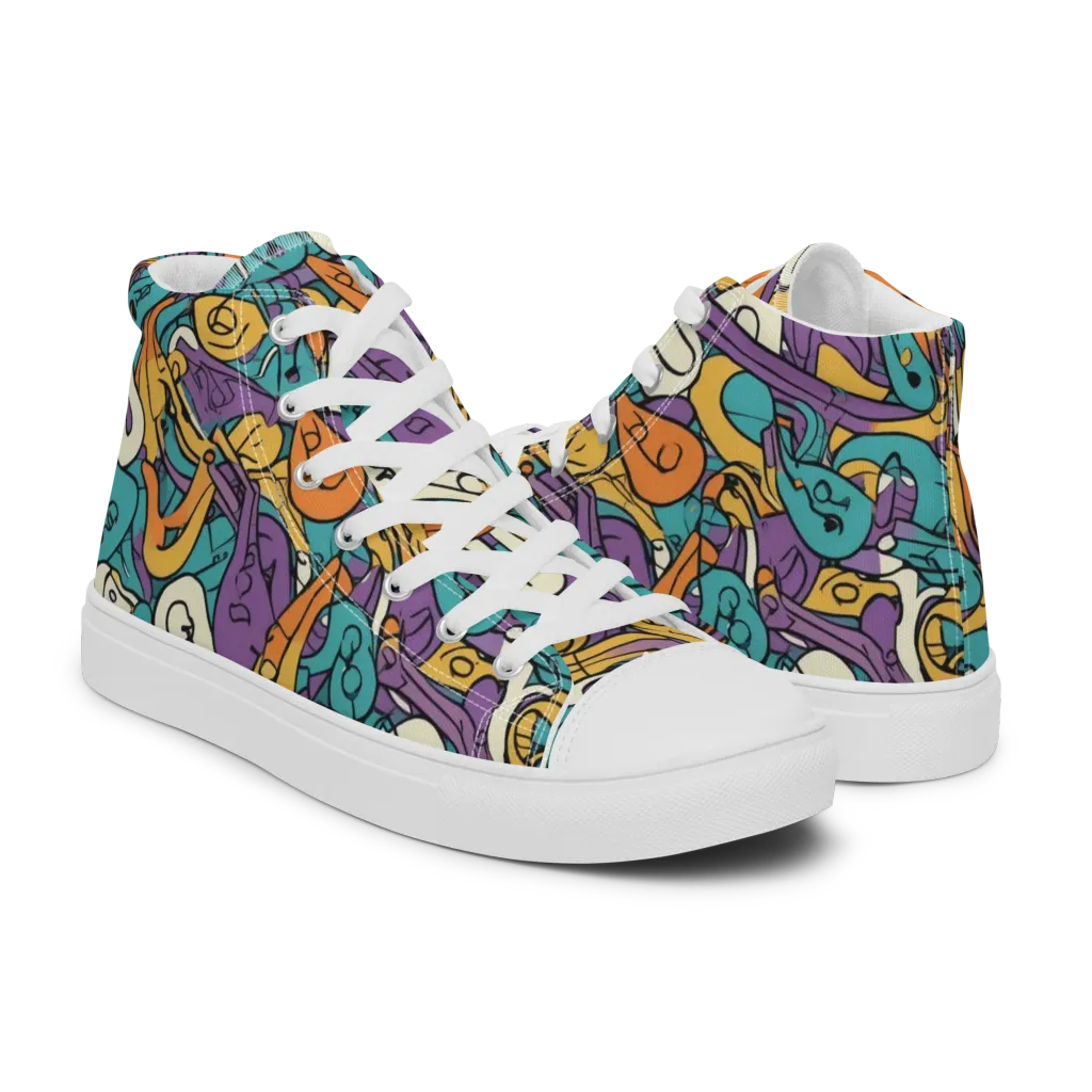 Riotous Rhythm on Men's High Top Canvas Shoes — Right
