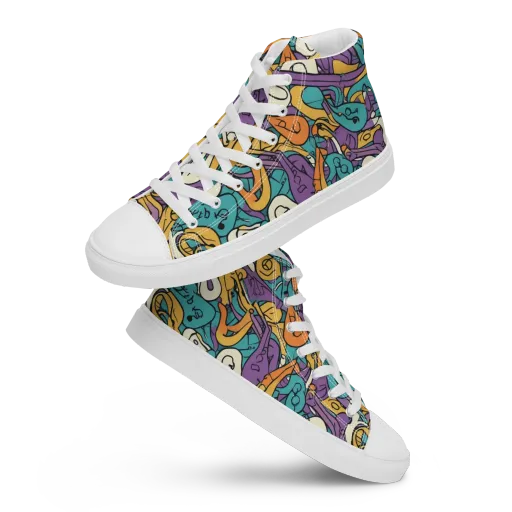 Riotous Rhythm on a Men's High Top Canvas Shoes
