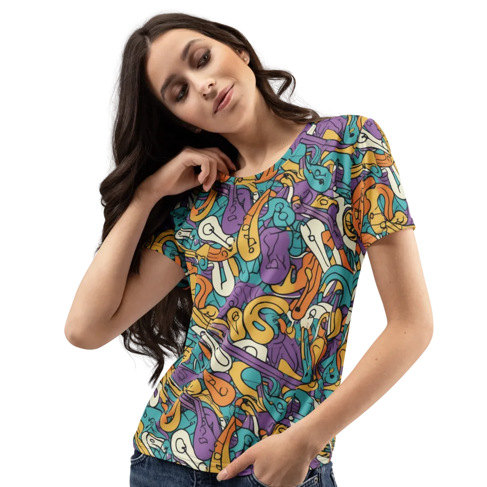 Riotous Rhythm on Women's Crew Neck T-Shirt — Left Front