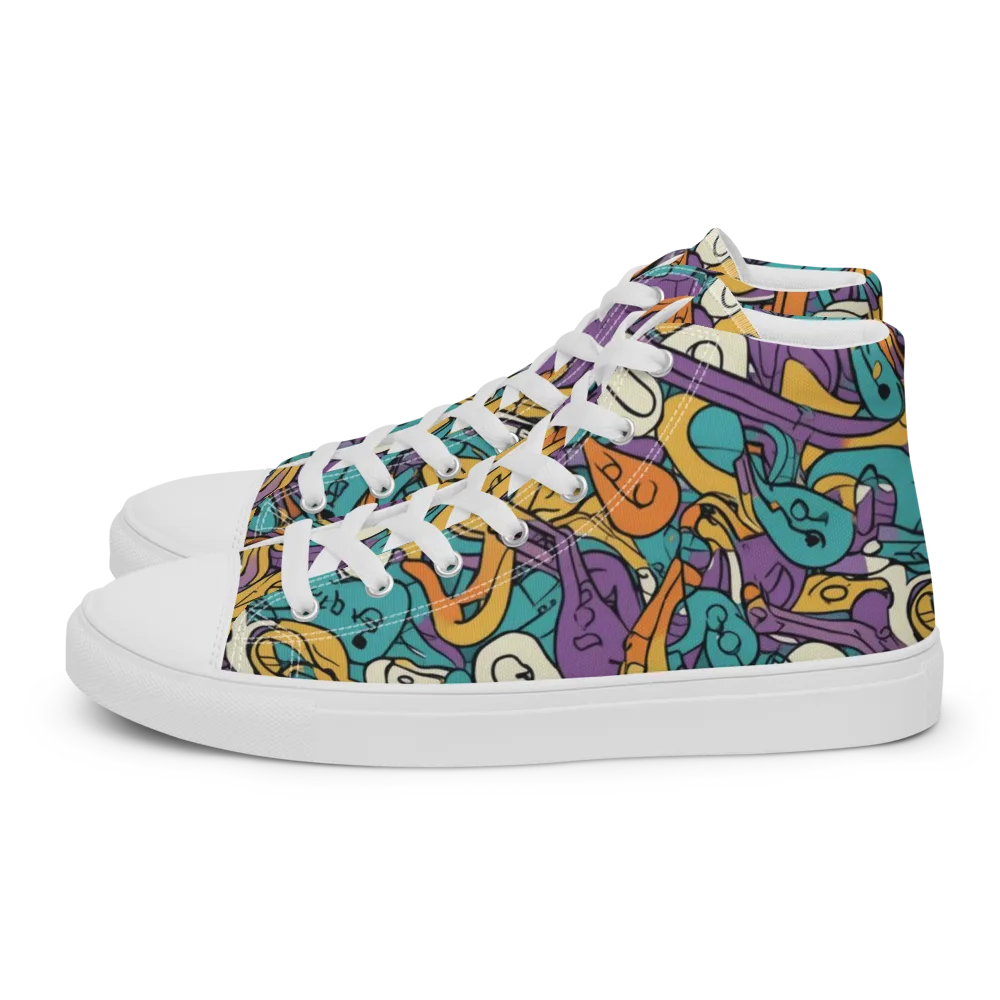 Riotous Rhythm on Women's High Top Canvas Shoes — Left