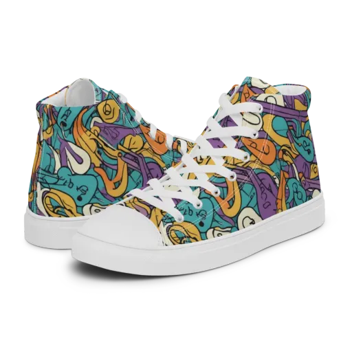 Riotous Rhythm on a Women's High Top Canvas Shoes