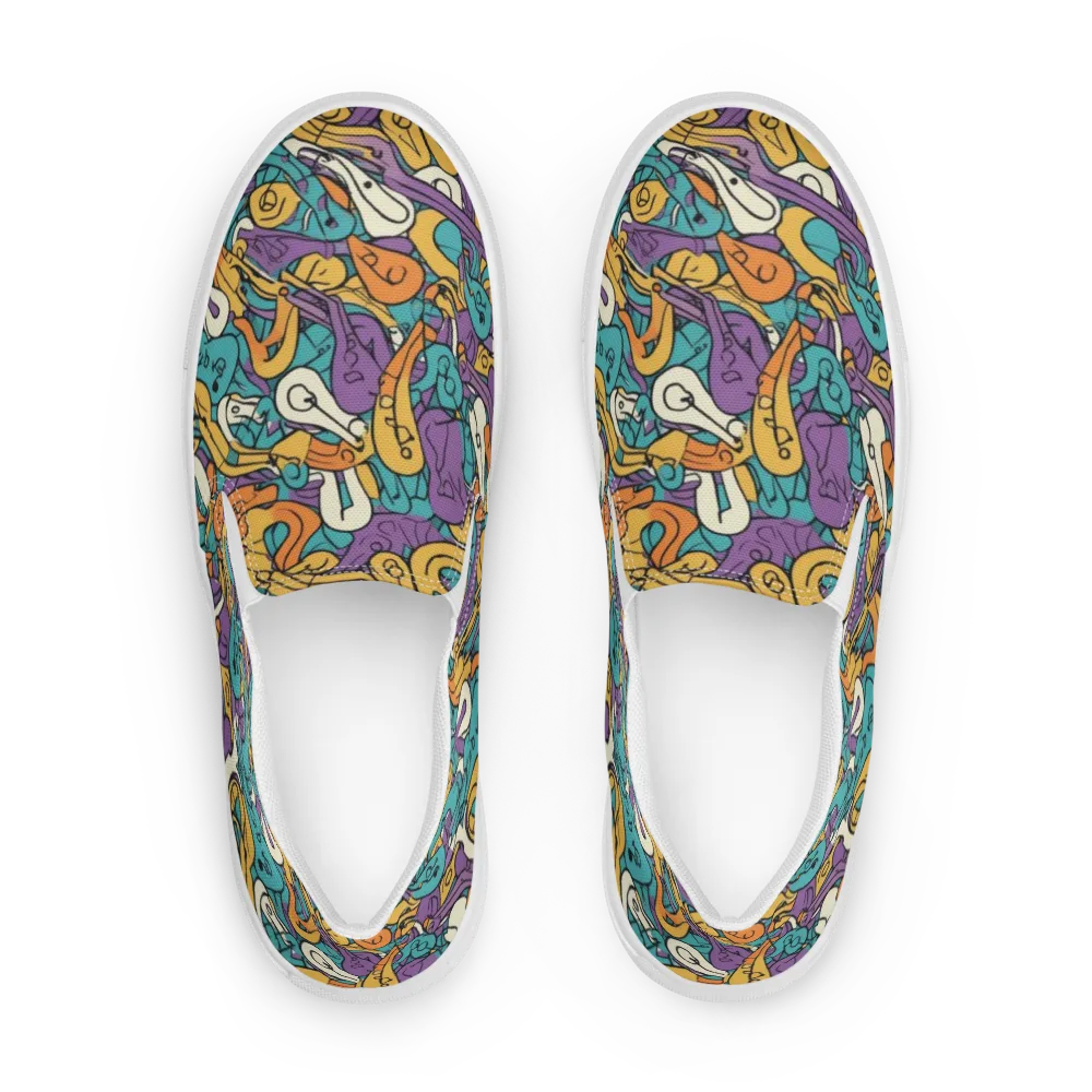 Riotous Rhythm on Men's Slip-On Canvas Shoes — Front