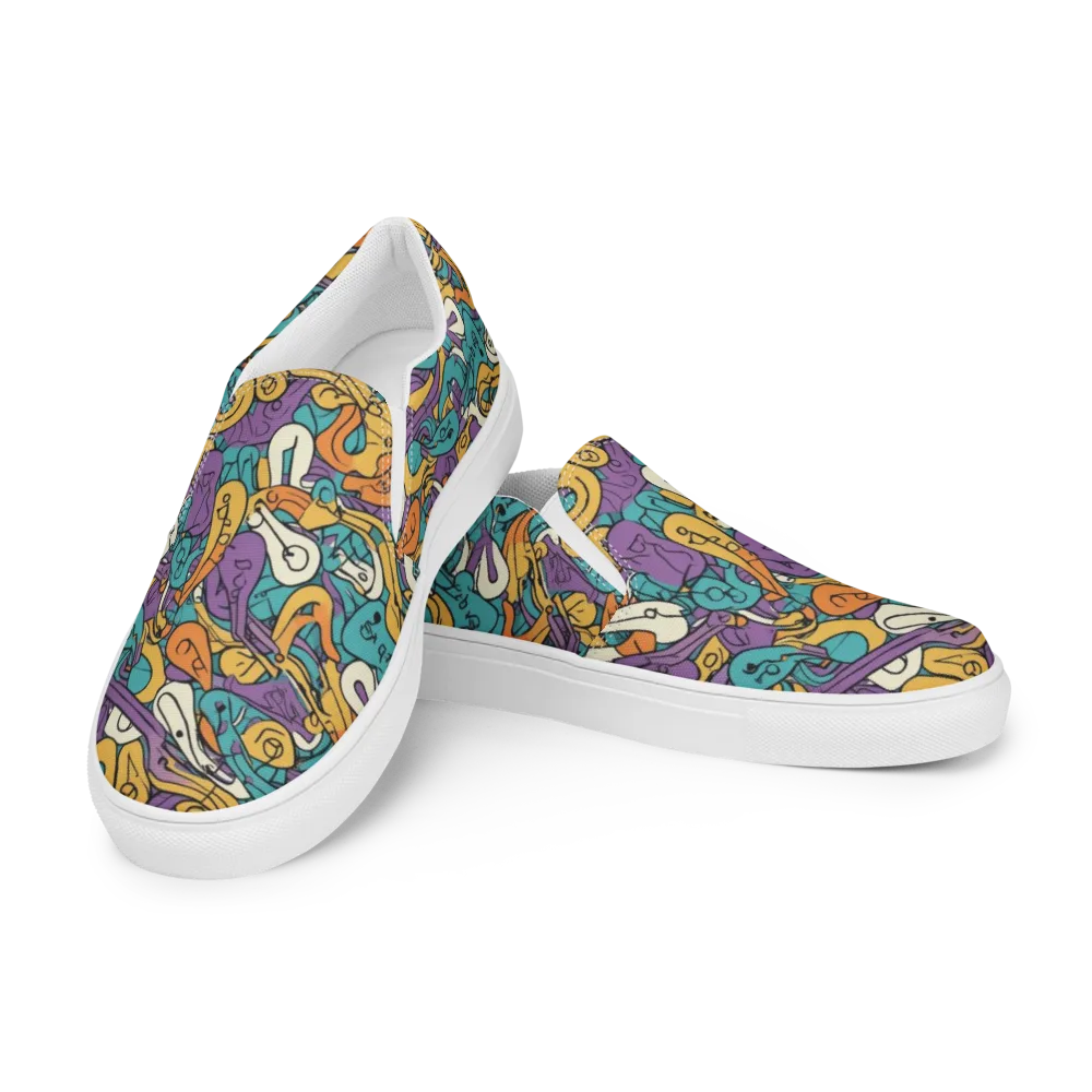 Riotous Rhythm on Men's Slip-On Canvas Shoes — Left Front