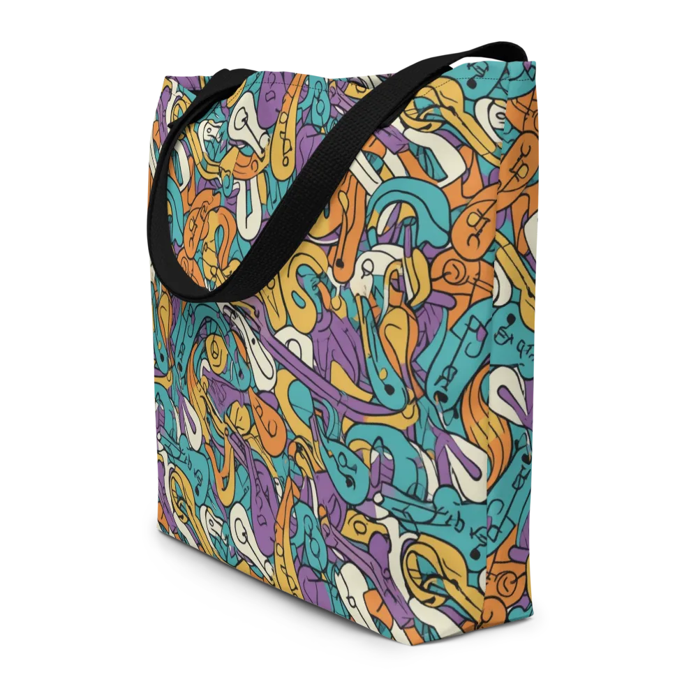 Riotous Rhythm on Large Tote Bag W/ Pocket — Front