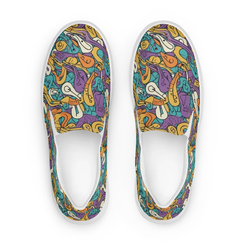 Riotous Rhythm on Women's Slip-On Canvas Shoes — Front