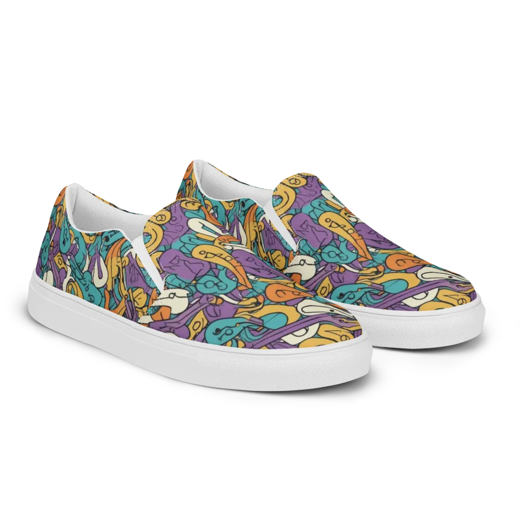 Riotous Rhythm on Women's Slip-On Canvas Shoes — Right Front