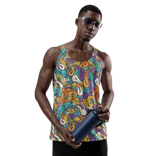 Riotous Rhythm on a Men's Tank Top