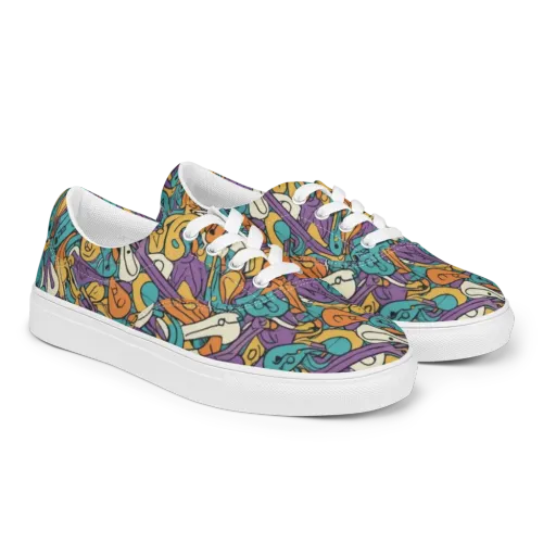 Riotous Rhythm on a Men's Lace-Up Canvas Shoes