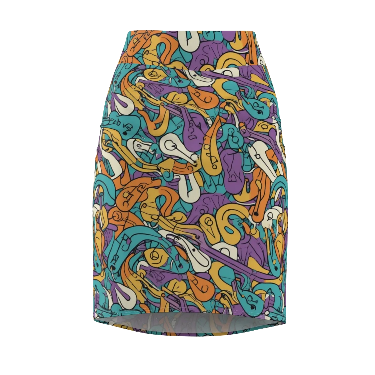 Riotous Rhythm on Pencil Skirt — Front