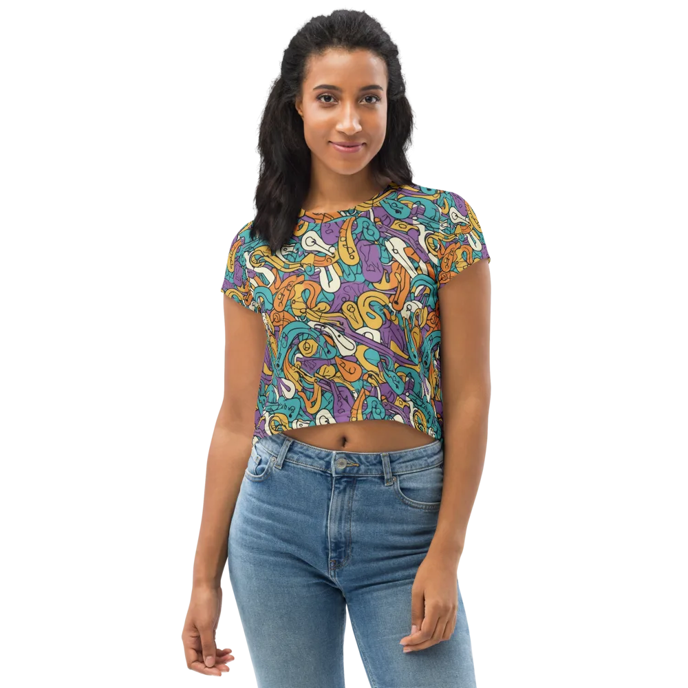 Riotous Rhythm on Crop Tee — Front