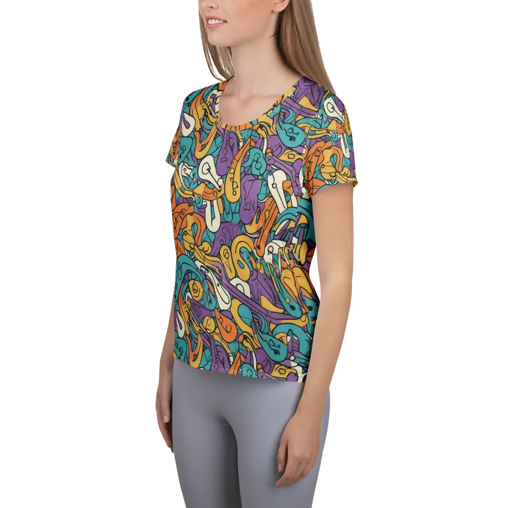 Riotous Rhythm on Women's Athletic T-Shirt — Left