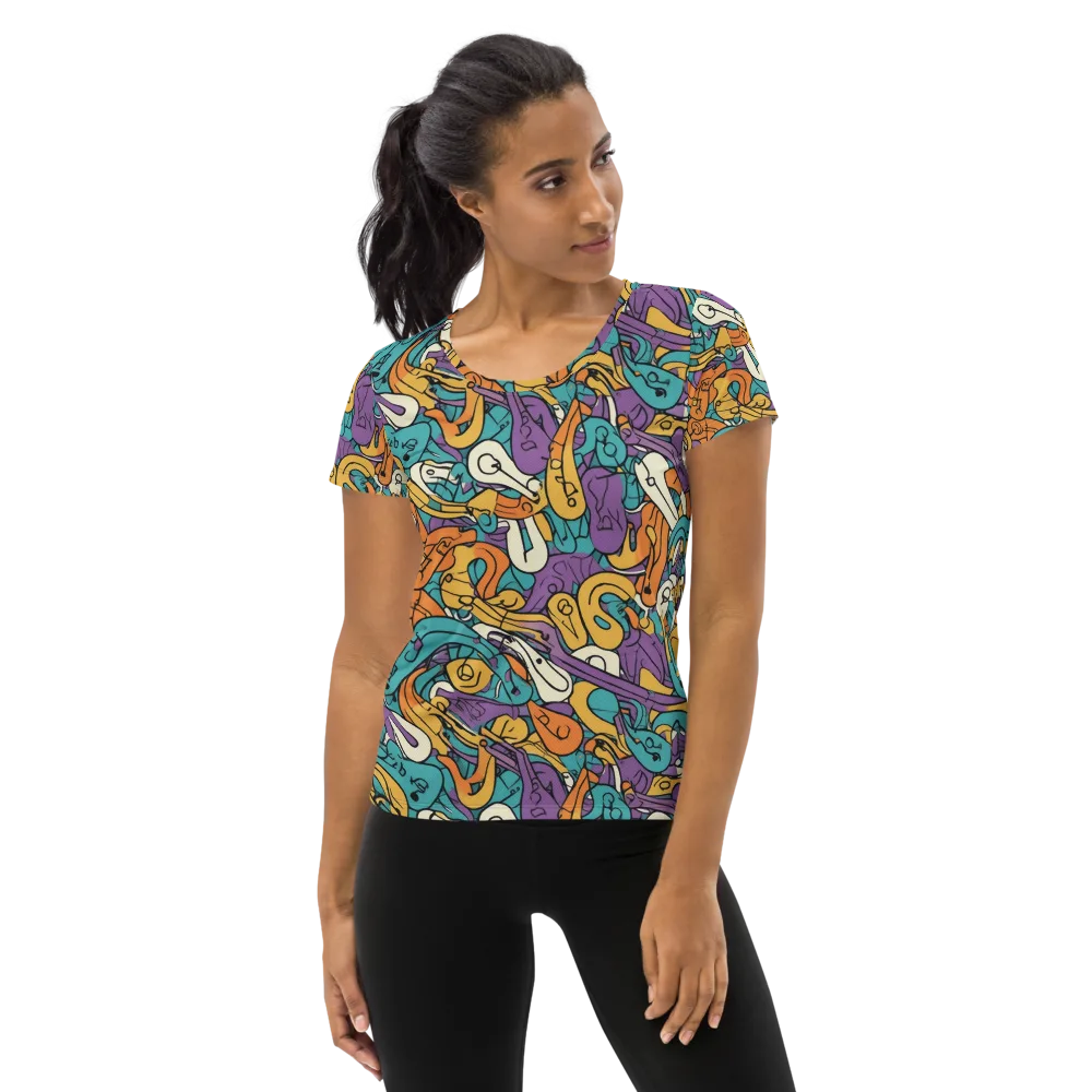 Riotous Rhythm on Women's Athletic T-Shirt — Front