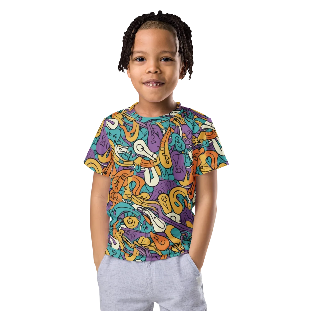 Riotous Rhythm on Kids Crew Neck T-Shirt — Front