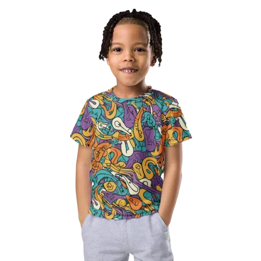 Riotous Rhythm on a Kids Crew Neck T-Shirt