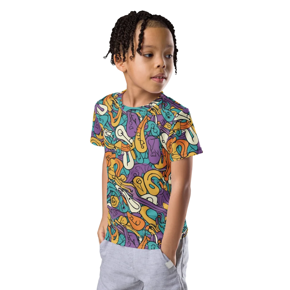 Riotous Rhythm on Kids Crew Neck T-Shirt — Left Front