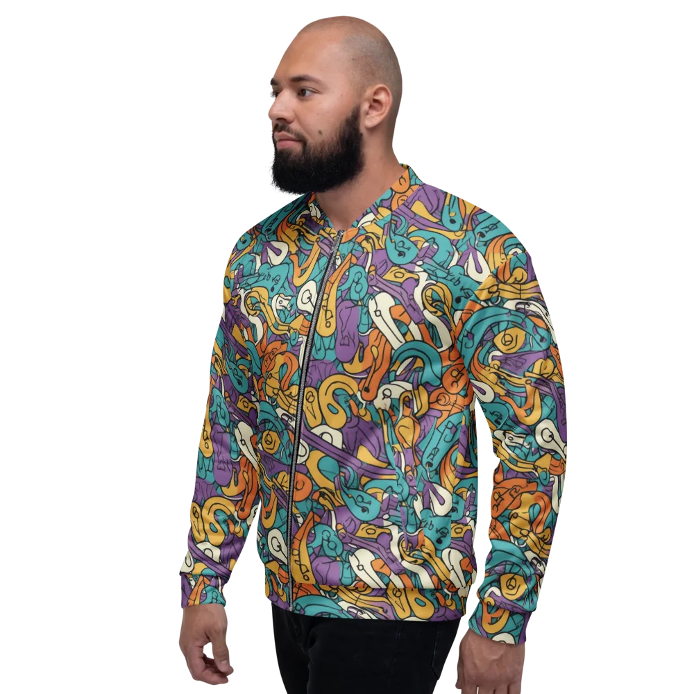 Riotous Rhythm on Bomber Jacket — Left