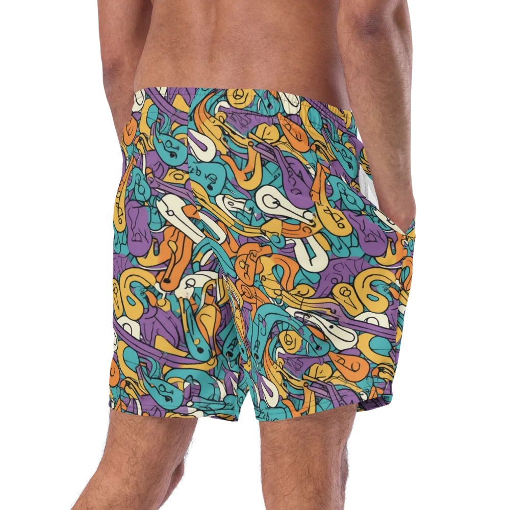 Riotous Rhythm on Swim Trunks — Right Back