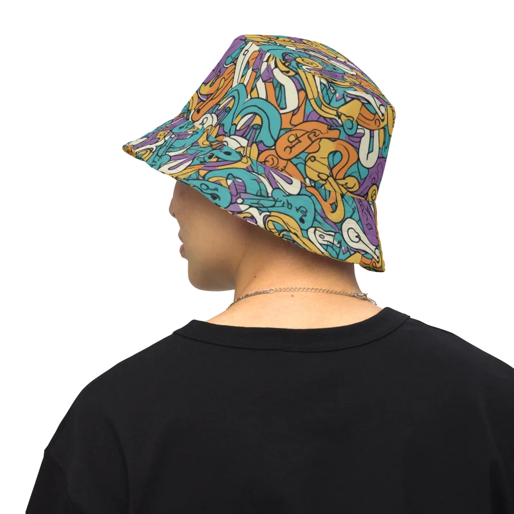 Riotous Rhythm on Reversible Bucket Hat — Back Inside